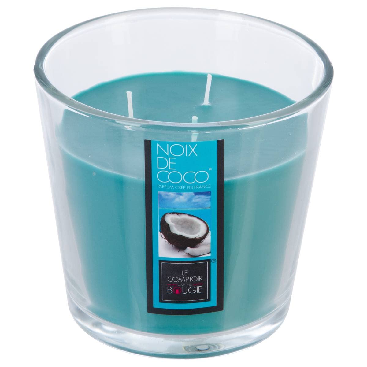 Coconut 3 Wick Candle 500g with Glass Vase.