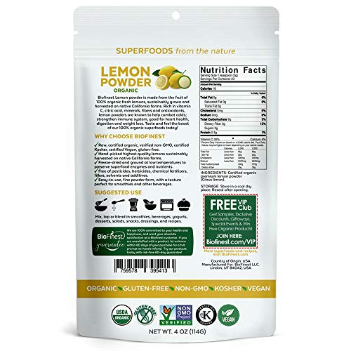 image for Biofinest Lemon Powder - 100% Pure Antioxidants Superfood - USDA Certi