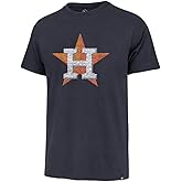 MLB Men's Distressed Imprint Match Team Color Primary Logo Word Mark T-Shirt (Houston Astros Navy, Small)