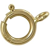 JewelrySupply 14K Solid Yellow Gold Spring Ring Clasp - 6.0mm Premium Jewelry Clasp with Open Jump Ring - Professional Quality