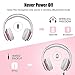 Bluetooth Headphones Over Ear, Ifecco Light Up Foldable Bluetooth Stereo Headphone Over Ear with 3.5mm Audio Cable and Mic Support FM Radio and TF Card Compatible with Bluetooth Devices (Rose Gold)