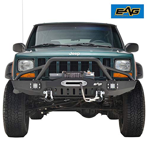 EAG Steel Front Bumper with LED Lights and Winch Plate Fit for 8401