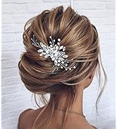 Jeairts Rhinestone Bride Wedding Hair Comb Silver Crystal Bridal Hair Pieces Blue Beads Wedding H...
