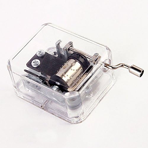 Helen Zora 18 note Acrylic Clear Hand Cranked Gurdy Musical Mechanism Music Box Kids Gift (Amazing Grace)