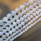 Natural White Moonstone Gemstone Round Loose Beads (8mm)
