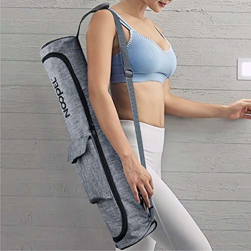 Yoga Mat Bag Waterproof with Functional Storage Pocket, Adjustable Strap, Double Zip Closure - Fits Most Size Mats (Grey) - Thumbnail 4