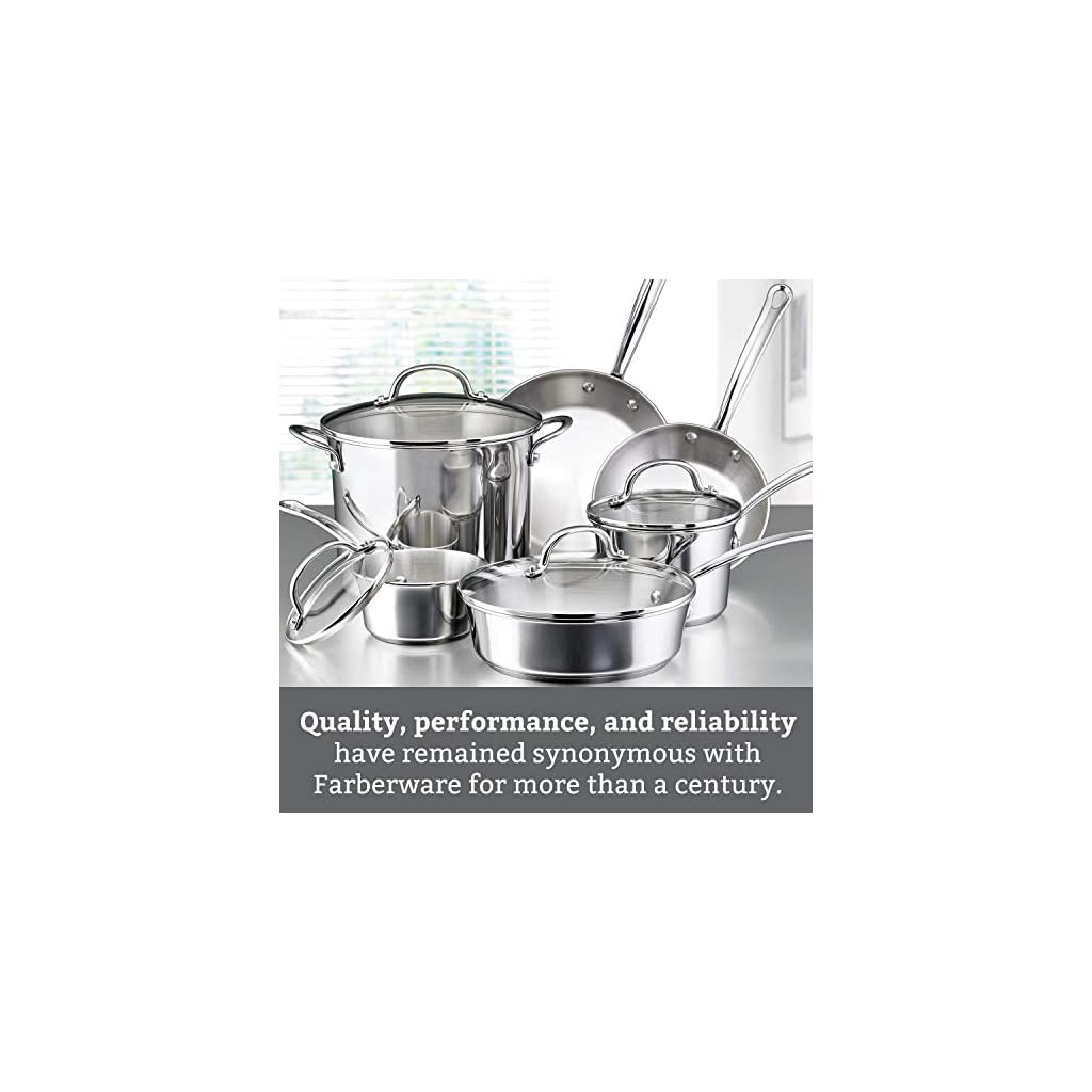 Farberware Millennium Stainless Steel Cookware Pots and Pans Set, 10