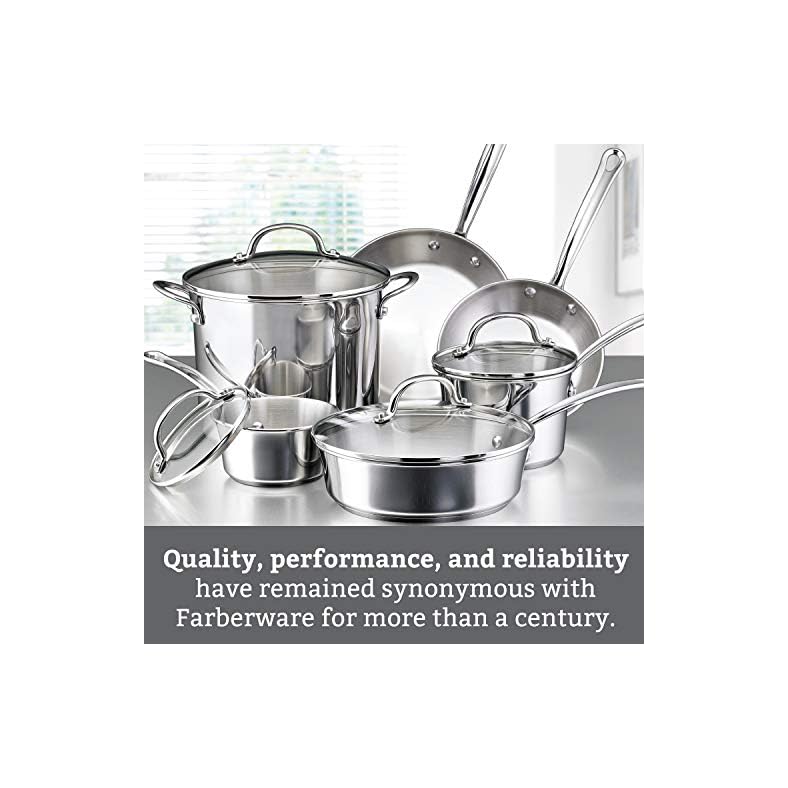 Farberware Millennium Stainless Steel Cookware Pots and Pans Set, 10