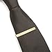 Puentes Denver 3 Pc Mens Tie Bar Slide Clip Set Skinny Ties 1.5 Inch, Brushed Silver, Black, Gold in Gift Box