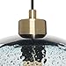 Casamotion Pendant Lighting Handblown Glass Drop ceiling lights, Rustic Hanging Light Blue Seeded Glass with black sand powder, Brushed Brass Finish