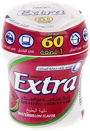 Wrigley's Extra Watermelon Sugar Free Chewing Gum Bottle, 60 Pieces, 84 ...