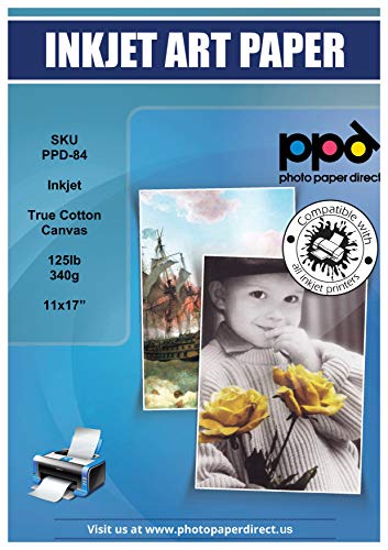 PPD Inkjet Canvas 100% Real Printable Cotton Canvas 11 x 17" 125lbs. 340gsm 17mil x 10 sheets (PPD084-10)