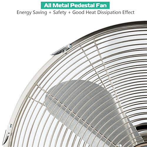 Tangkula 18Inch Metal Pedestal Fan, Industrial Metal Standing Fan w