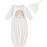 Merqwadd Baby Gowns Newborn Boys Girls Rainbow Sleeping Bag with Hat Gender Neutral Going Home Outfit Clothes