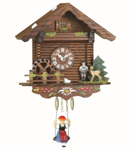 Trenkle Black Forest Clock Swiss House, turning water-wheel
