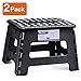 ACSTEP Acko Folding Step Stool Lightweight Plastic Step Stool (2 Pack) Foldable Step Stool,Non Slip Folding Step Stools for Kitchen Bathroom Bedroom Black