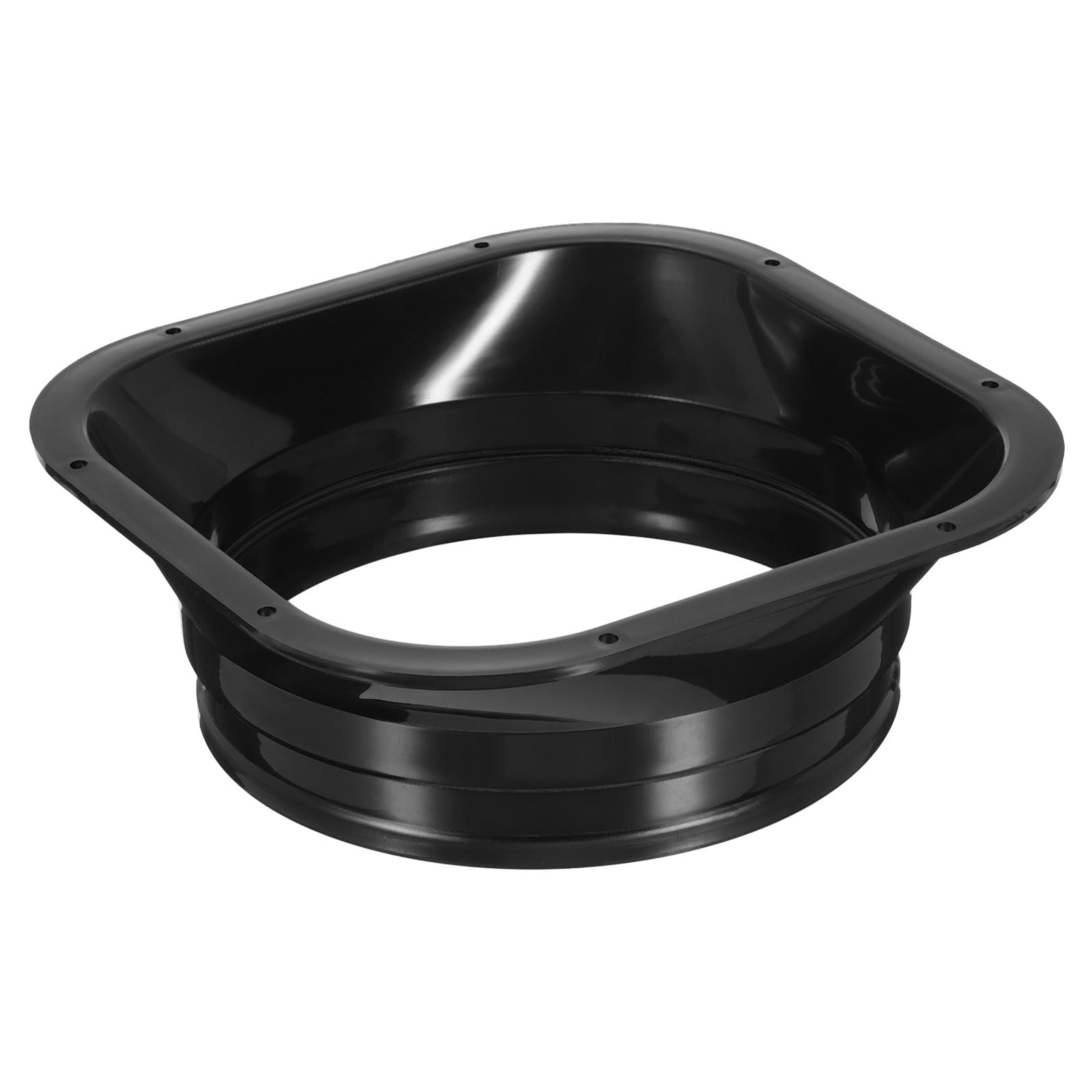 PATIKIL 8" Duct Connector Flange, PP Dryer Vent Wall Plate Square to Round Straight Ducting Plate for Air Heating Cooling Ventilation Exhaust Fan, Black