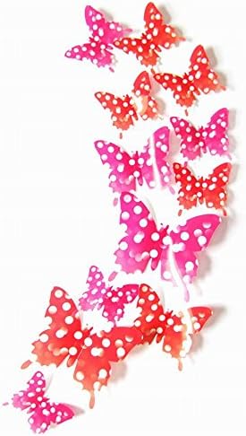 GRC[TM] 3D Pink Dot Butterfly Wall Decor Home Decal Sticker Art Room Removable 3d Mural Stickers Diy Butterfly Design