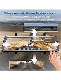 CHICOM Cámara de salpicadero de 9,6 pulgadas con pantalla táctil; Cámara frontal Full HD de 350 grados giratoria 1080P 170°; 1080P 140 ° gran angular Full HD cámara de visión trasera
