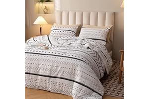 Smoofy Aztec White Bedding Sets Queen Size, Folkloric Art Pattern Boho Aztec Comforter Set with Soft Microfiber Fill Bedding, 1 Comforter 2 Pillowcases