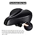 Bicycle Seats Comfort Artificial Leather Bike Seat Gel, 10.6″ x 8.25 “, Tonbux Bike Seat Replacement with Bicycle Reflective Tape Dual Shock Absorbing Ball with Mounting Wrench-Blackthumb 1