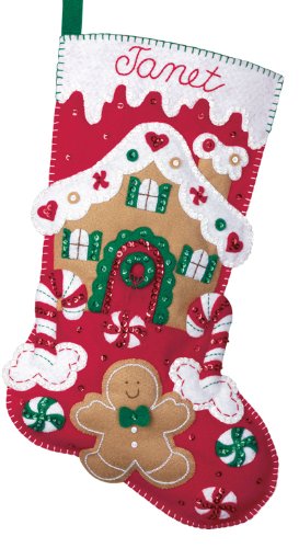 UPC 046109863757, Bucilla Felt Applique Christmas Stocking Kit: Gingerbread House