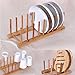 2 Tiers Bamboo Dish Rack Dish Drainer Drying Rack Holder，Detachable Stand Kitchen Cabinet Organizer Plate Cup Draining Storage Holder Organizer Woodenfor Dish / Plate / Bowl / Cup / Pot Lid