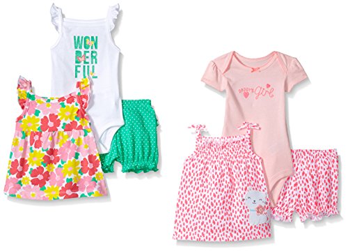 Carter s baby girls  6-piece bodysuit tee and short set…