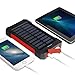 MeliTech Portable Solar Charger Waterproof Mobile Power Bank 20000mAh External Backup Battery Dual USB 5V 1A/2A Output With LED Flashlight and Compass For Phones Tablet Camera iPhone Samsung (Red)