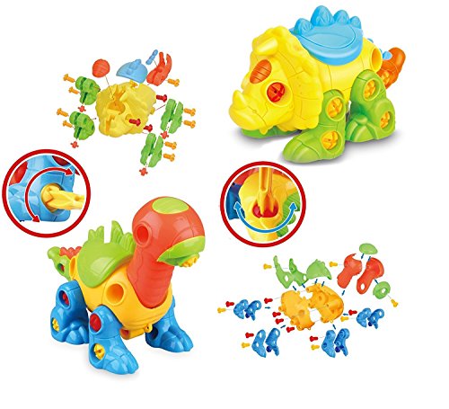 WenToyce Take Apart Dinosaur Horse Turtle with Drill, Construction Engineering STEM Learning Toy Building Play Set for Kids Toddlers, Pack of 5 Animails