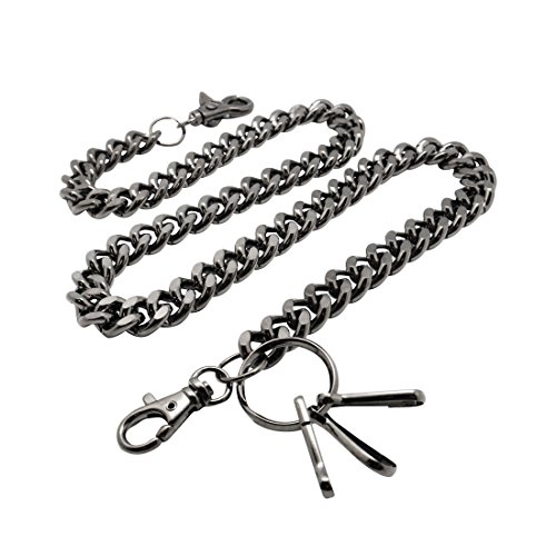 Heavy Thick Curb Cuban Link wallet chain Swivel Trigger snap Biker Punk Key chain (23 inch, Gun-Metal)