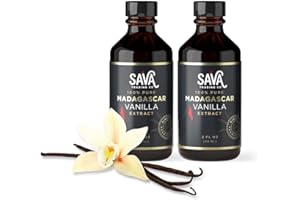 SAVA TRADING CO SAVA Madagascar Vanilla Extract – 100% Pure Vanilla Extract from High-Quality Madagascar Vanilla Beans – No Sugar Added Gourmet Vanilla Extract – Baking Supplies (2 Oz 2 Pack)