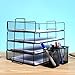 4 Tier Letter Tray With Pen Holder Stackable Office Paper Organizer for Desktop Document File Black Color