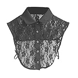 Sunward Women Girls Vintage Lace Half Shirt Round Collar Detachable Blouse Tie (Black)