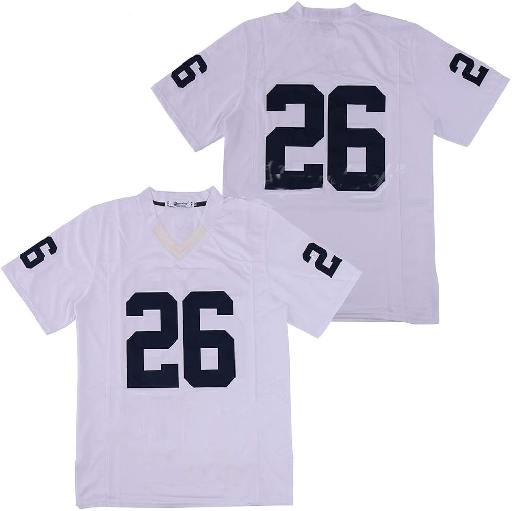 Custom Men's Football Movie Jersey 26 Embroidered White Black TShirt