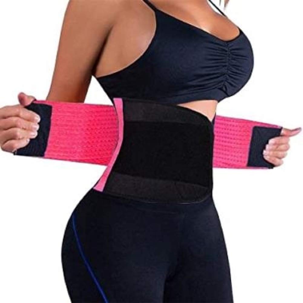 Boolavard Waist Trainer Belt for Women - Waist Cincher Trimmer - Slimming Body Shaper Belt - Sport Girdle Belt (UP Graded) (Pink, M)