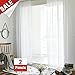 White 63 inch Long Sheer Curtains with Snowflake Design Drapes Christmas Winter Rod Pocket Snow Window Curtains 2 Panels