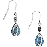 Silver Forest Earrings - silver open oval on teardrop
