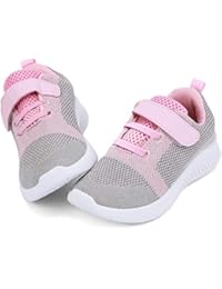 nerteo Toddler Girls Shoes Kids Comfort Walking Shoes Cute Tennis Running Sneakers Light Grey/Pink 6 M US Toddler