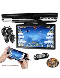 XTRONS 15.6 Inch 1080P Video HD Pantalla digital Pantalla para el carro del automóvil Caravan Caravana Techo abatible Reproductor de DVD Disco de juego Puerto HDMI Auriculares infrarrojos incluidos