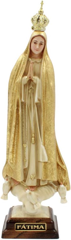 11 Inches Our Lady of Fatima Virgin Mary Religious Golden Statue #1024D