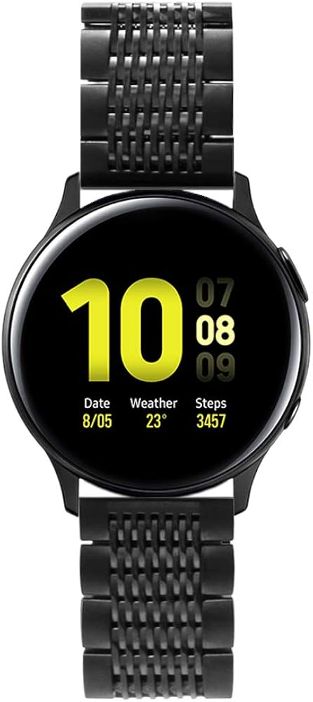 Kai Tian Classy 20mm Stainless Steel Black Mesh Watch Strap Band for 2021 Samsung Galaxy Watch 4/4 Classic/Active 2 44mm 40mm/ Galaxy Watch 3 41mm for Galaxy Watch 42mm