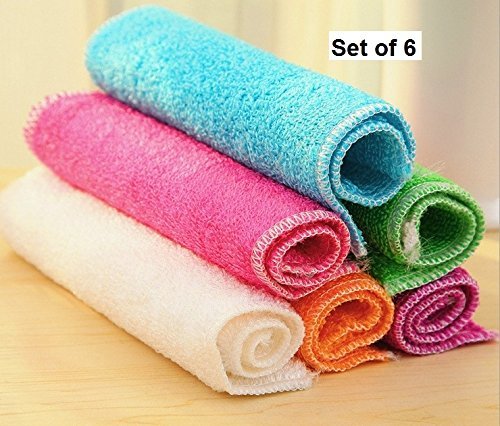 6-pack Bamboo Fiber Dish cloths Kitchen Dish Towels Tea Towels 7\