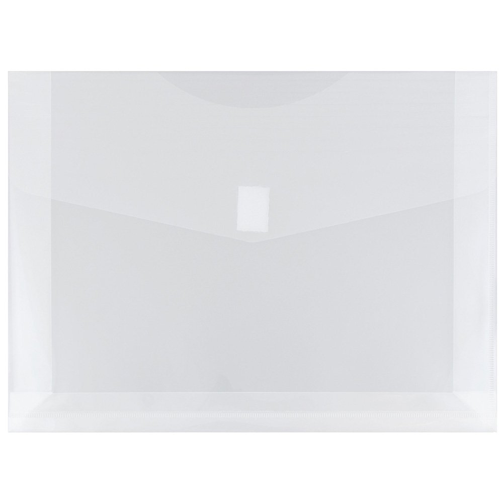 JAM PAPER Plastic Expansion Wallets with Hook & Loop Closure - Booklet - 247.6 x 50.8 x 330.2 mm - Clear - 12/Pack