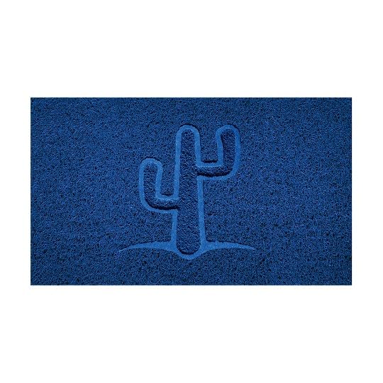 Nicoman Embossed Spaghetti Door Mat Dirt-Trapper Jet-Washable Doormat 70x43cm (Blue, CACTUS Shape) - Use Indoor or Sheltered Outdoor