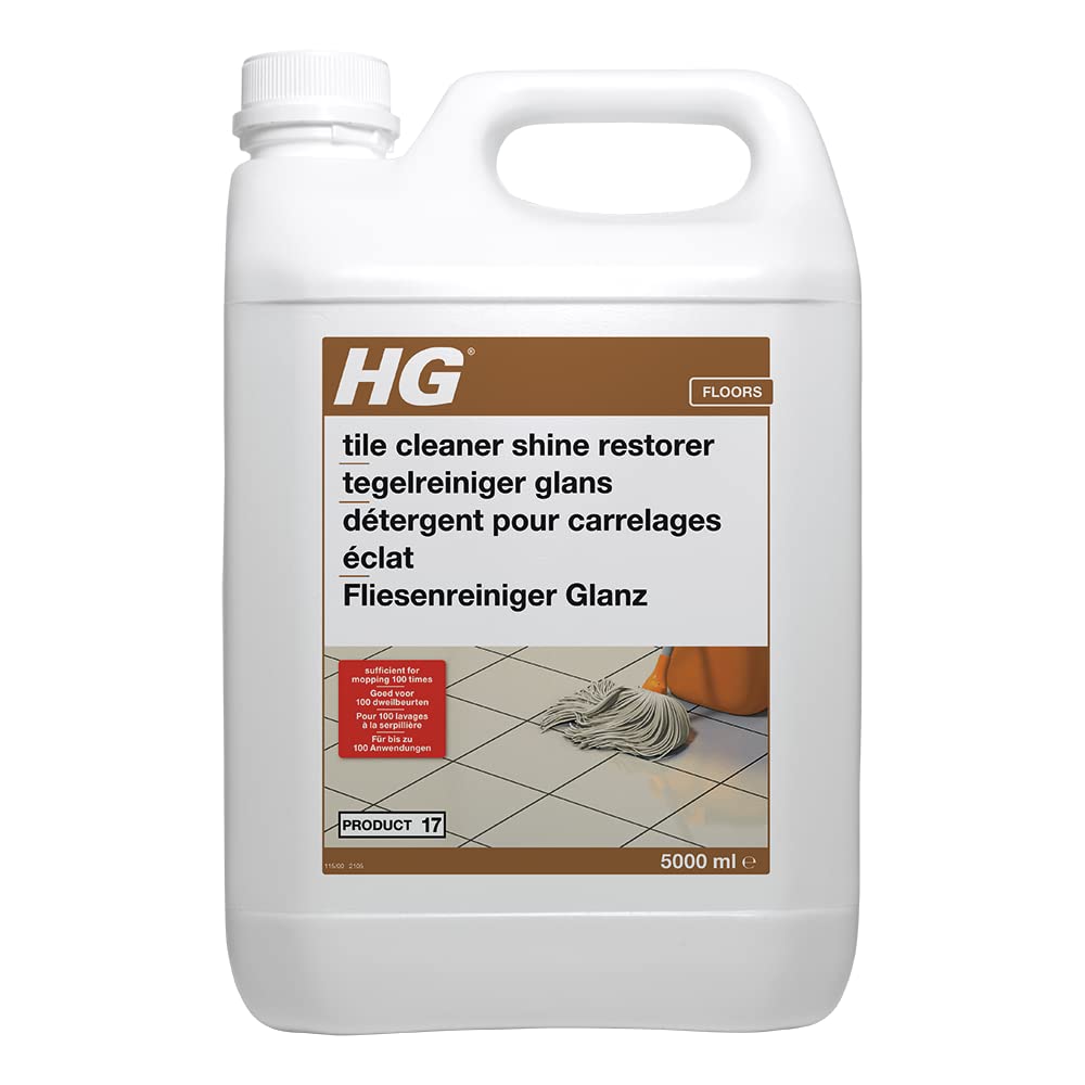 HG Tile Cleaner Shine Restorer 17, Universal Highly Concentrated Mopping Formula for Tiled Natural Stone Floors, Polish for Streak-Free Shine, for All Types of Tile Flooring – 5 litres (115500100)