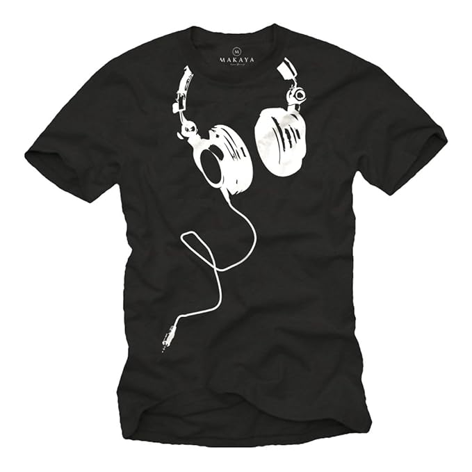 Coole Dj T-Shirts mit KOPFHÖRER schwarz Größe S-XXXL