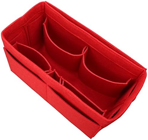 Extra Large Felt Purse Organizer Insert, Multi-Pocket Handbag Shaper for Tote Bag (Red)