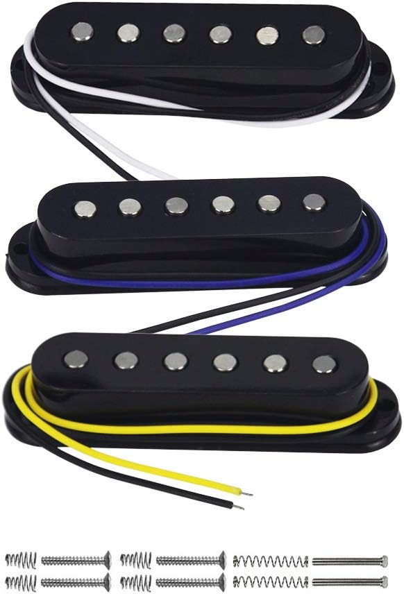 FLEOR Alnico 5 ST Pickup Single Coil Pickups Guitar Neck/Middle/Bridge Pickup Black for ST SQ Electric Guitar