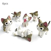 Kimkoala 6 Piece Little Cats, Miniature Fairy Garden Chi Cat For DIY Ornament Outdoor Decor Home Decoration (grey)